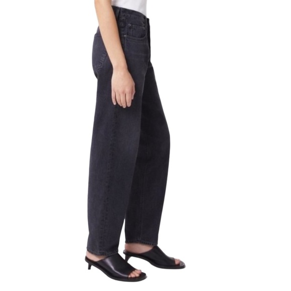 Agolde Tapered Baggy Jean in Washed Black High Rise Button Fly 80s Inspo Size 27 - Picture 4 of 13